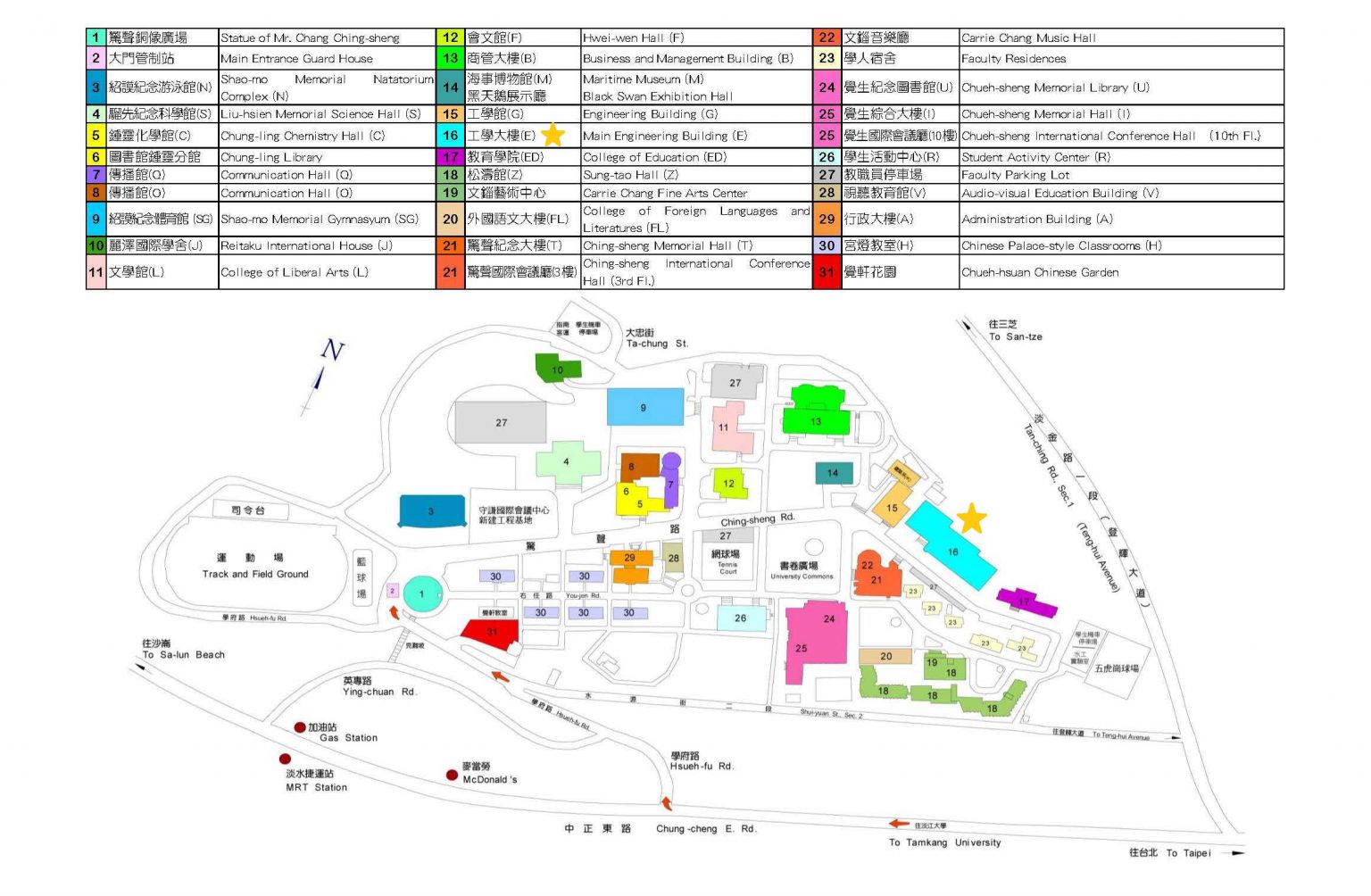 Map of Tamsui Campus
